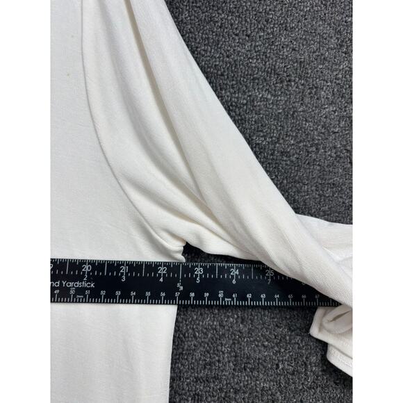 Chico's Travelers Top Womens Size 3 US XL White 3/4 Tie Sleeve Asymmetrical Hem - Picture 7 of 7